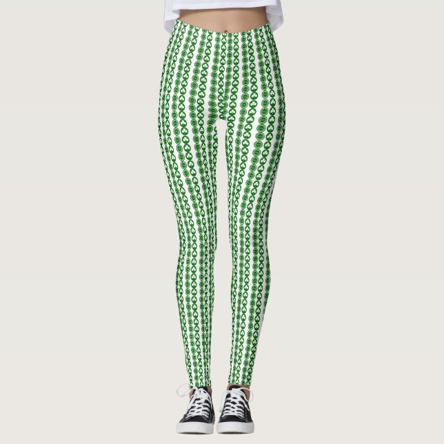 Trendy Shamrock Patterned Leggings (Front)