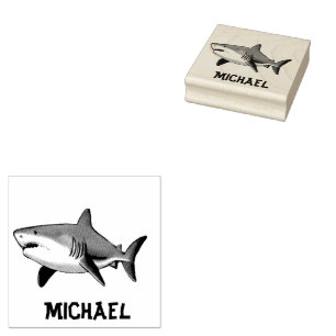 Trendy Shark Personalised Rubber Stamp