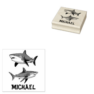 Trendy sharks Personalised Rubber Stamp
