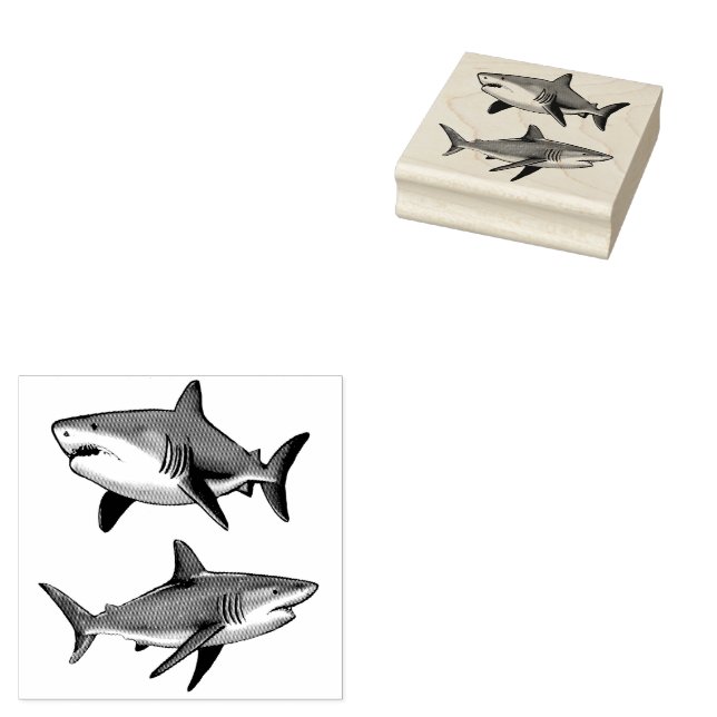 Trendy sharks  rubber stamp (Stamped)