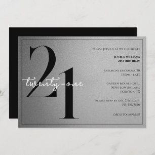 Trendy Shiny Modern Unisex 21st Birthday Invitation