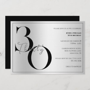 Trendy Shiny Modern unisex 30th Birthday Invitation