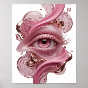 Trendy Silver ABSTRACT ART Design Poster