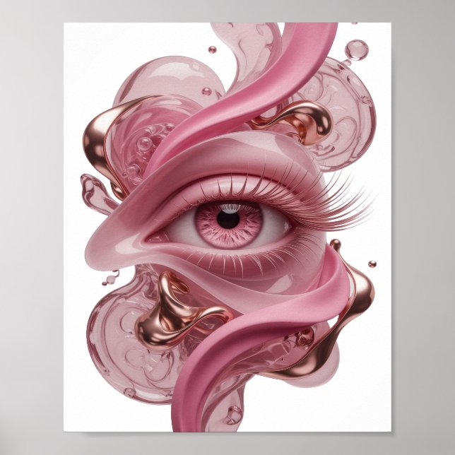 Trendy Silver ABSTRACT ART Design Poster (Front)