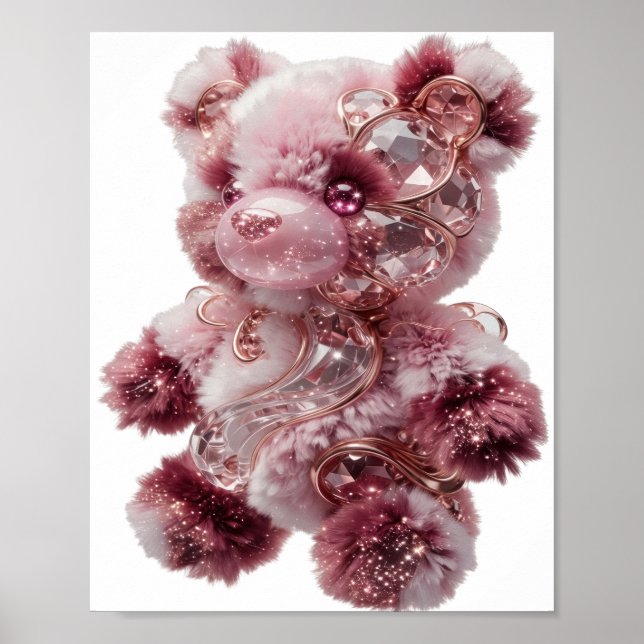 Trendy Silver BEAUTIFUL TEDDY BEAR Poster (Front)
