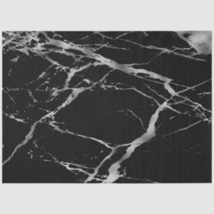 Trendy Silver Black Marble Modern Tissue Paper