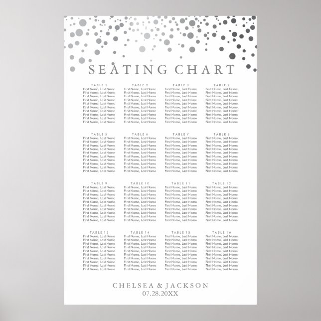 Trendy Silver Dots - Seating Chart (Front)