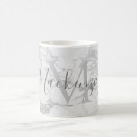 Trendy Silver Foil Marble Monogram Coffee Mug<br><div class="desc">Trendy Silver Foil Marble Monogram Coffee Mug with your large monogram and our chic marbling.</div>