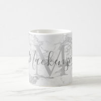 Trendy Silver Foil Marble Monogram