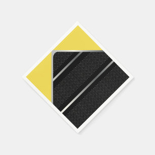 Trendy Silver Geometric Pattern Black Stylish Art Napkin