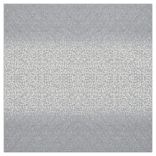 Trendy Silver Glitter & Leopard Print Ombre Design Fabric