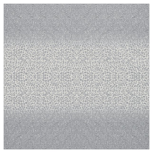 Trendy Silver Glitter & Leopard Print Ombre Design Fabric (Swatch)