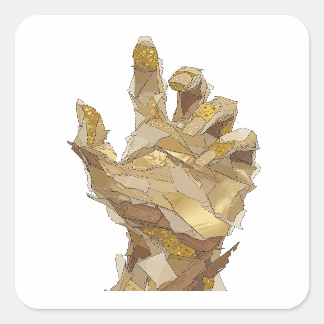 Trendy Silver GOLDEN HAND Decal Art Square Sticker (Front)