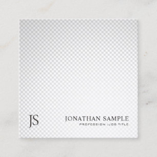 Trendy Silver Gray Minimalist Monogram Plain Luxe Square Business Card