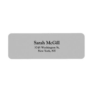 Trendy Silver Grey Plain Elegant Modern Legible Return Address Label