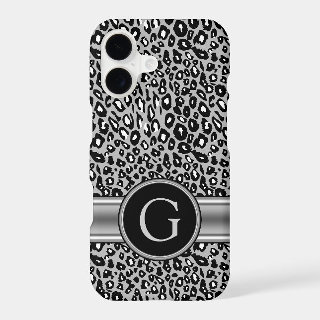 Trendy Silver Leopard Pattern and Monogram (Back)