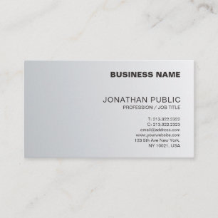 Trendy Silver Look Clean Chic Design Luxury Plain Business Card