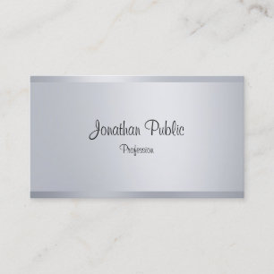 Trendy Silver Look Elegant Handwriting Script Business Card