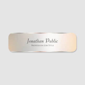 Trendy Silver Look Elegant Modern Template Name Tag