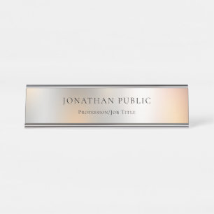 Trendy Silver Look Simple Professional Template Desk Name Plate