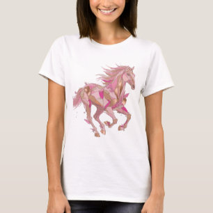 Trendy Silver PINK AND GOLDEN PONY Design T-Shirt