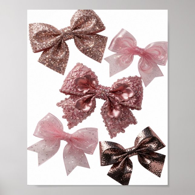 Trendy Silver PINK BOWS Print (Front)