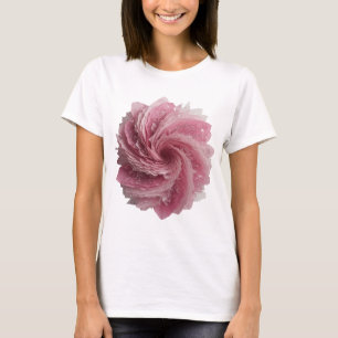 Trendy Silver PINK ROSE Print T-Shirt