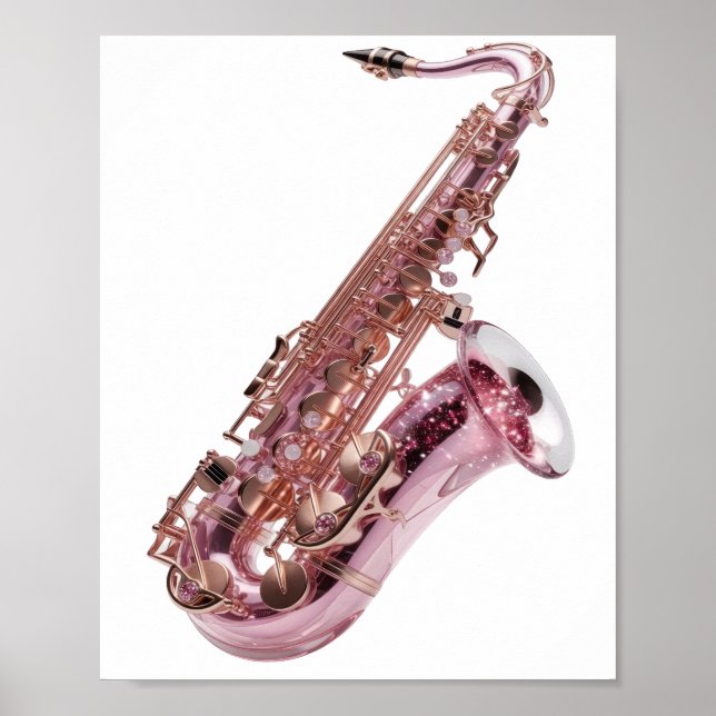 Trendy Silver PINK SAXOPHONE Custom Design Poster (Front)