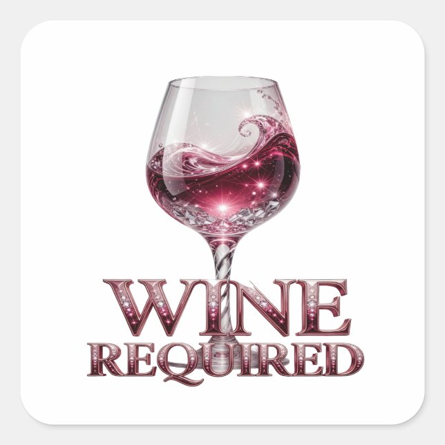 Trendy Silver WINE REQUIRED Sticker Design (Front)