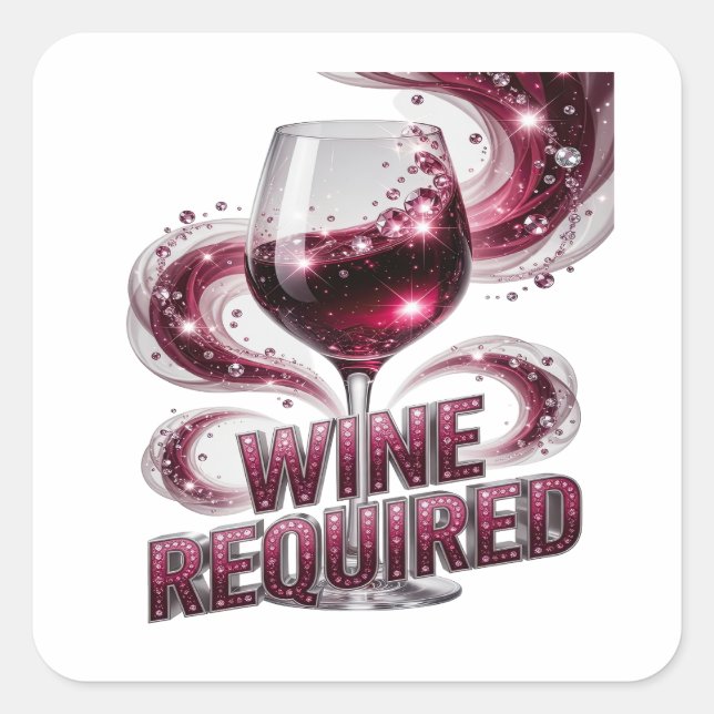 Trendy Silver WINE REQUIRED Sticker Print (Front)