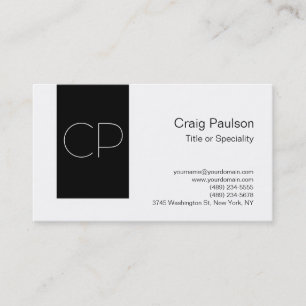 Trendy Simple Black White Monogram Business Card