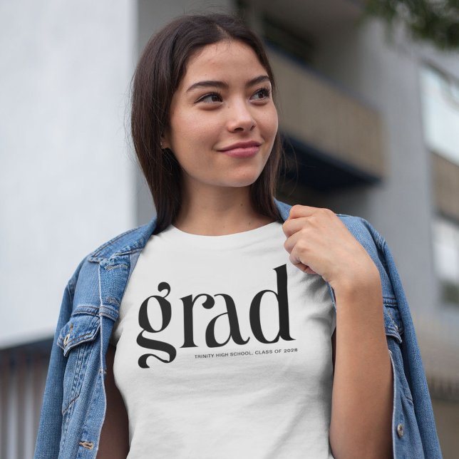 Trendy Simple Grad black & white Graduation T-Shirt (Creator Uploaded)