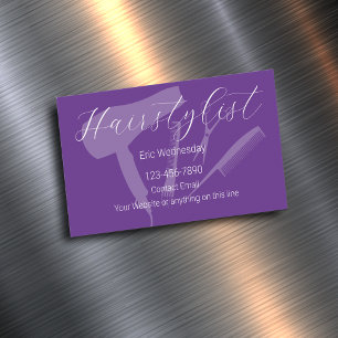 Trendy Simple Hairstylist Theme Magnetic Business Card