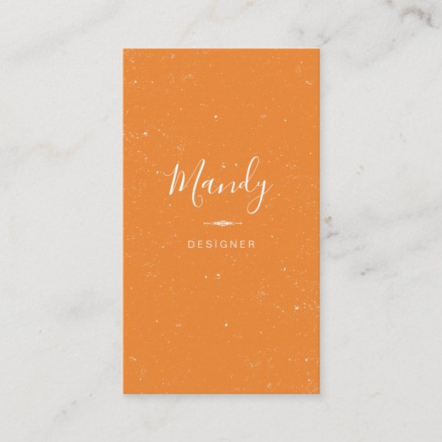 Trendy Simple / Speckled (orange) Business Card (Front)