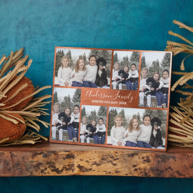 Trendy Six Photo Template Copper Plaque (Side)