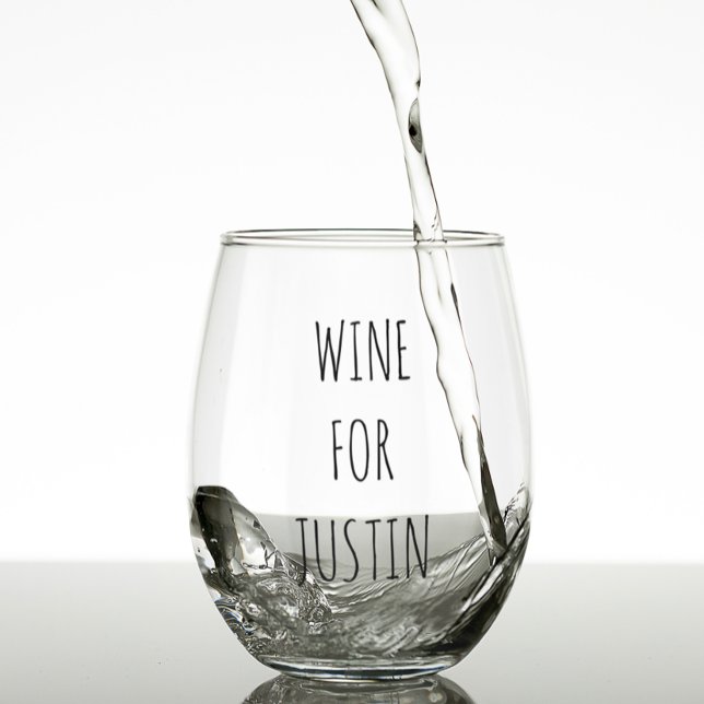 Trendy Skinny Font Personalised name Stemless Wine Glass (Creator Uploaded)