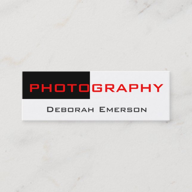 Trendy Skinny White Black Red Business Card (Front)