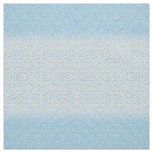 Trendy Sky-Blue Glitter Leopard Print Ombre Design Fabric