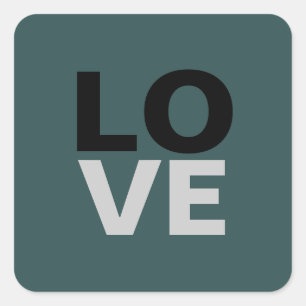 Trendy Slate Grey Background Love Wedding Square Sticker