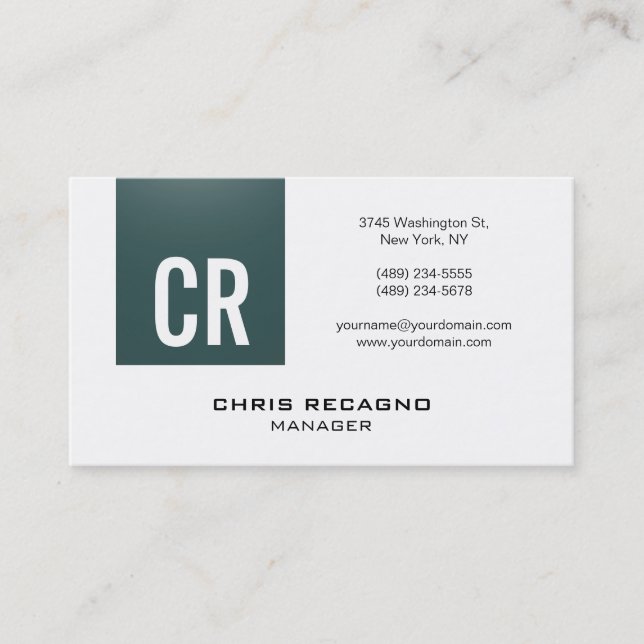 Trendy Slate Grey Stripe White Business Card (Front)