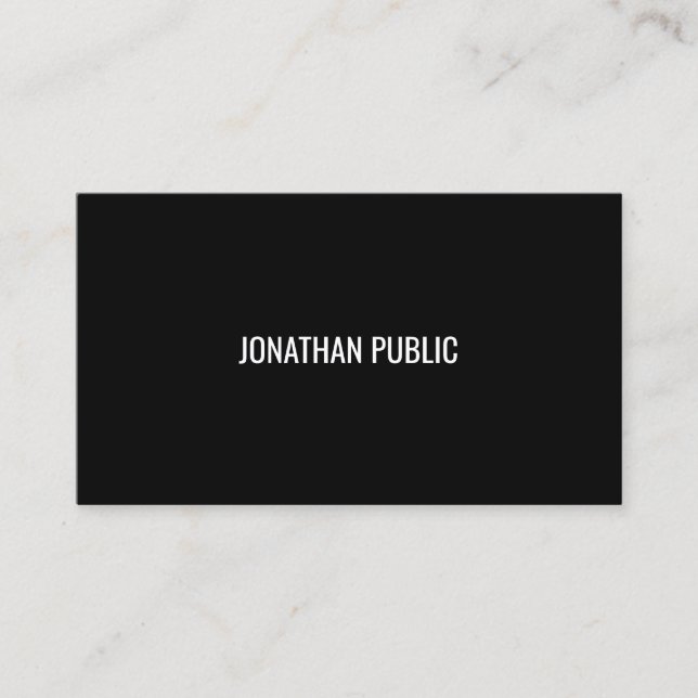 Trendy Sleek Design Black White Template B&W Cool Business Card (Front)