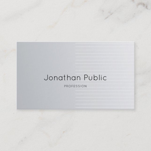 Trendy Sleek Design Elegant Silver Plain Luxury Business Card (Front)
