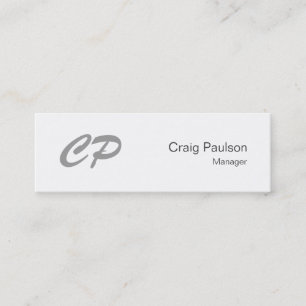 Trendy Slim Black White Monogram Business Card