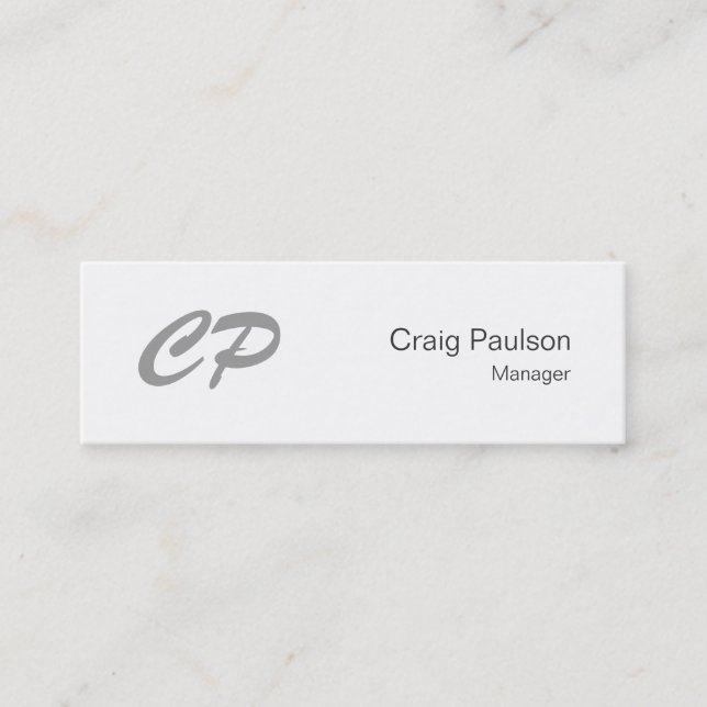 Trendy Slim Black White Monogram Business Card (Front)