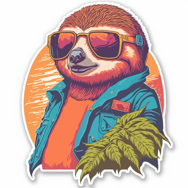 Trendy Sloth with Retro Style (Front)