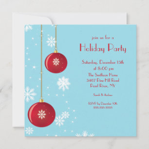 Trendy Snowflake Ornament Holiday Party Invitation