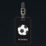 Trendy Soccer Ball Football Personalised Black     Luggage Tag<br><div class="desc">Trendy Soccer Ball Football Personalised Black Luggage Tag</div>