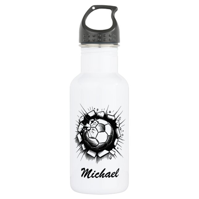 Trendy Soccer Ball Football Personalised Blue      532 Ml Water Bottle (Front)