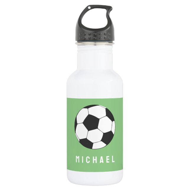 Trendy Soccer Ball Football Personalised Green 532 Ml Water Bottle (Front)
