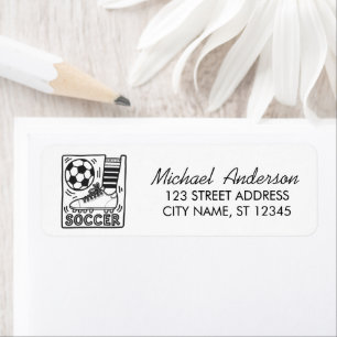 Trendy Soccer Ball Football Return Address         Return Address Label